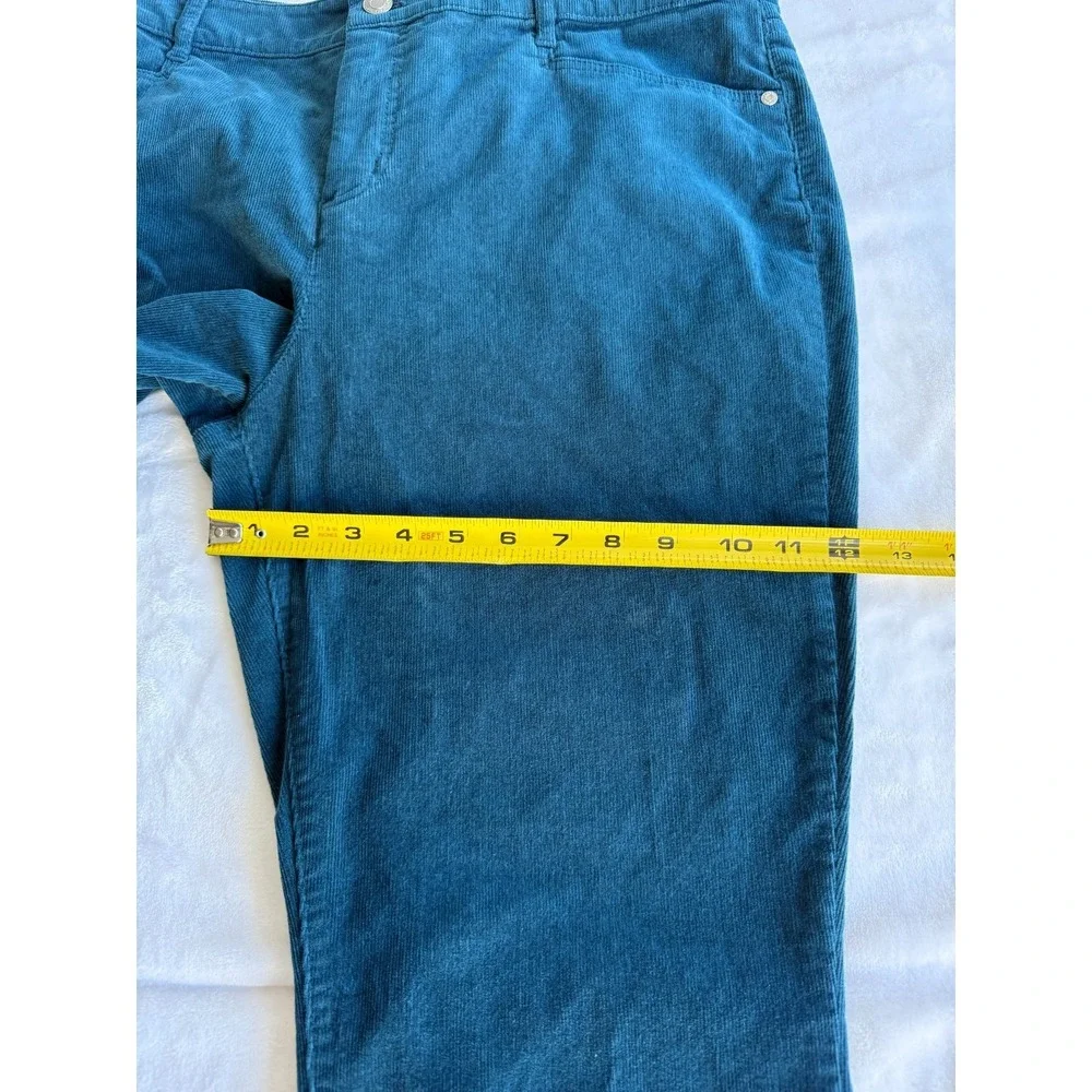 Talbots Corduroy Pants Womens Sz 16P Green High Waist Straight Leg Dark Academic